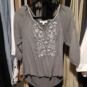 Gray Embroidered Women's Top Size M